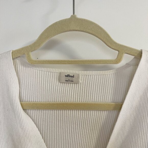 Aritzia Wilfred Knit Tie-Front Short Sleeve Crop Top - Picture 5 of 5